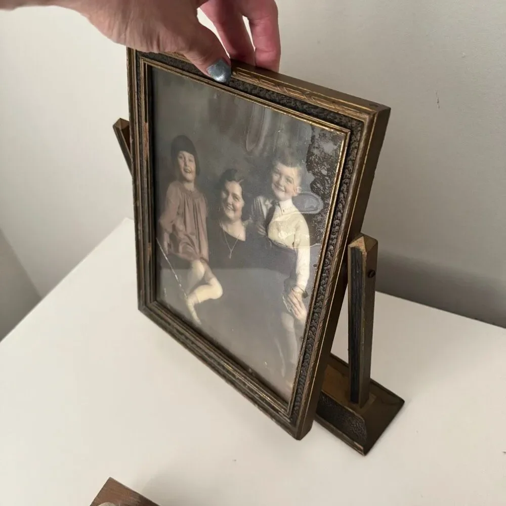 Vintage Art Deco Swivel Wood Picture Frame 1930s Swinging Photo Frame